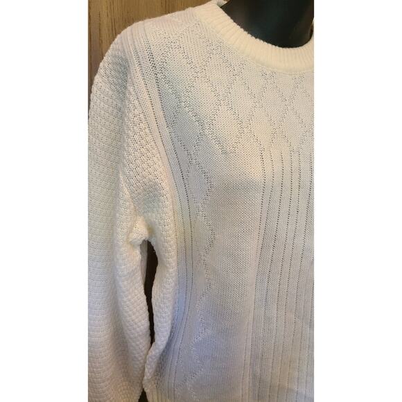 Vintage Beeline cream knit sweaterAcrylic textured made in USA L  Retro - Picture 2 of 4